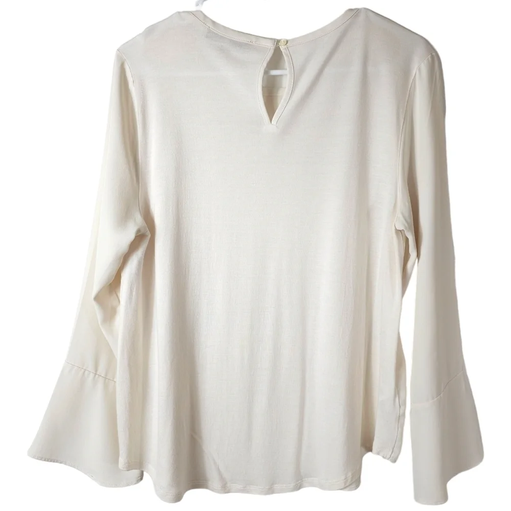 Loft Petite Ruffle Mixed Media Blouse - Picture 6 of 9